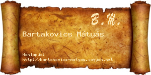 Bartakovics Mátyás névjegykártya